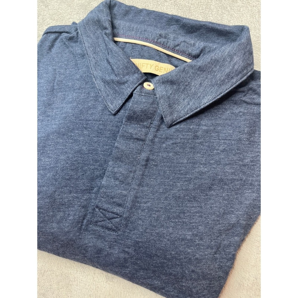 Nifty Genius Mens‎ Short Sleeve Polo Shirt Heathered Navy Blue Jersey Knit XXL